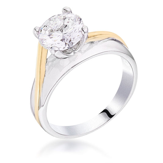 Two Tone Finish Solitaire Engagement Ring