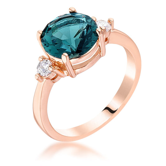 Rose Gold Plated Blue Green Engagement Ring