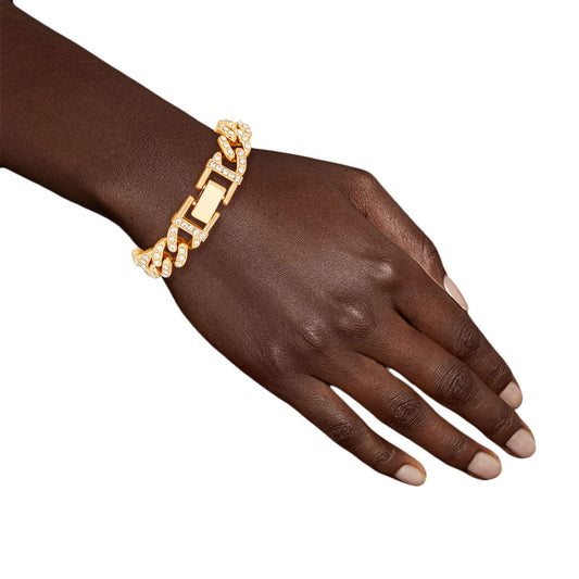 Iced Gold Cuban Chain Clasp Bracelet
